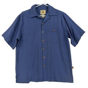 Joe Marlin Shirt Mens Medium Blue Solid Short Sleeve Button Front Casual